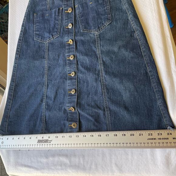 Emma’s Designs Women’s Kneelength Frayed-hem Frontbutton Denim Skirt size S,Blue - Picture 3 of 8
